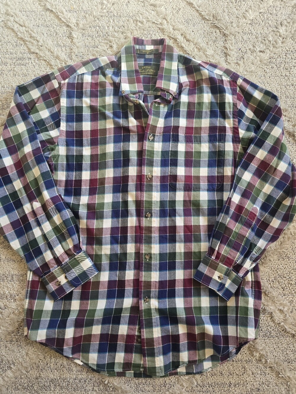 Orvis Shirt Mens Medium Plaid Wool Blend Flannel Button Up Collared Outdoors